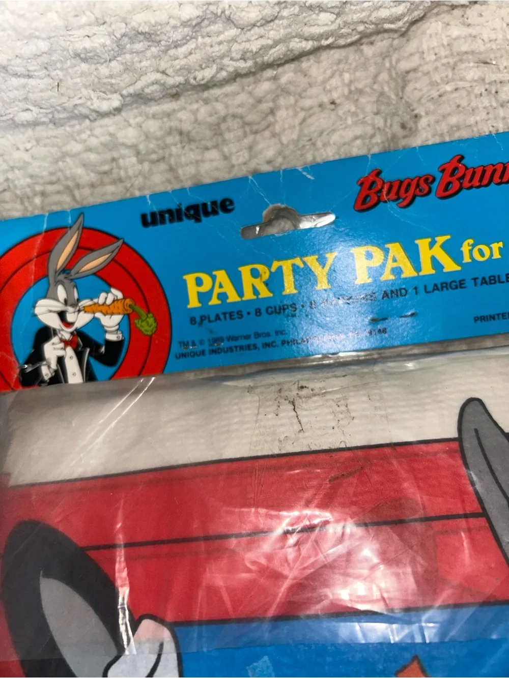 Vtg Warner Bros 1989 Bugs Bunny Bday Party Pak for 8 & Accessory Pak for 4 NOS